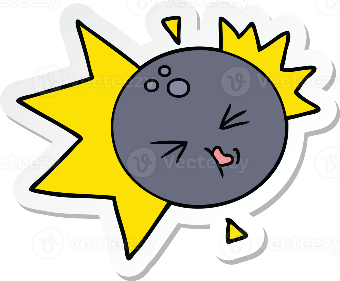 sticker of a cartoon bowling ball striking png