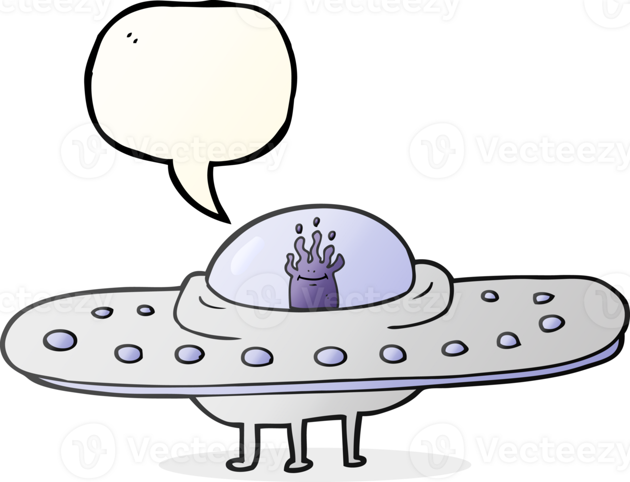hand drawn speech bubble cartoon flying saucer png