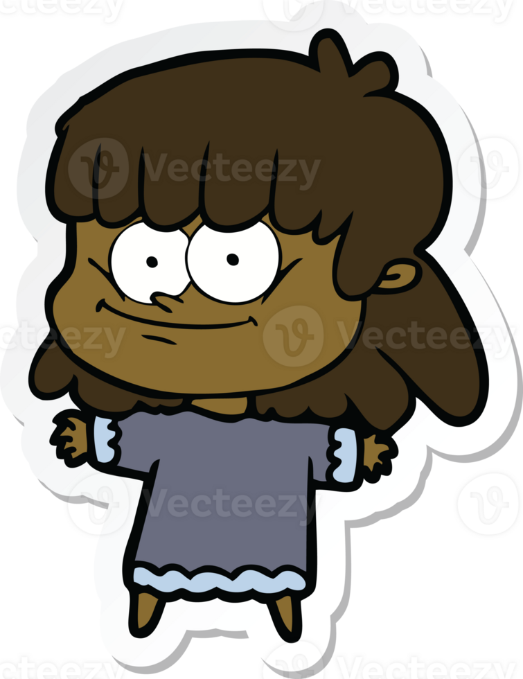 sticker of a cartoon girl smiling png