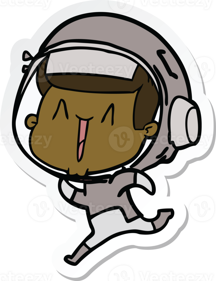 sticker of a happy cartoon astronaut png