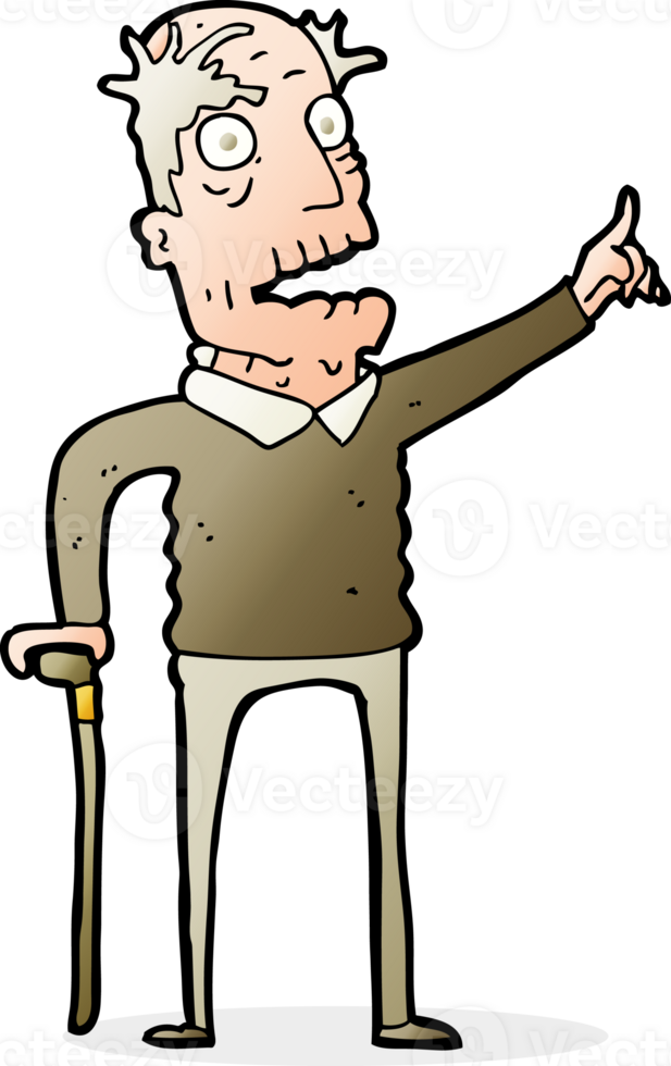 cartoon old man with walking stick png