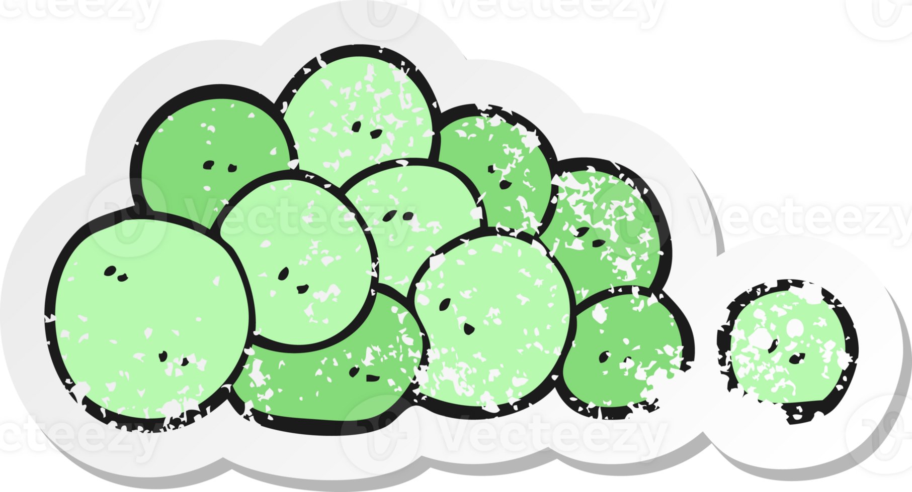 retro distressed sticker of a cartoon peas png
