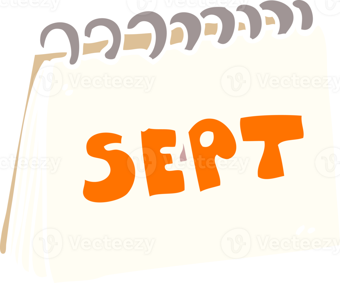 Cartoon-Doodle-Kalender mit Monat September png