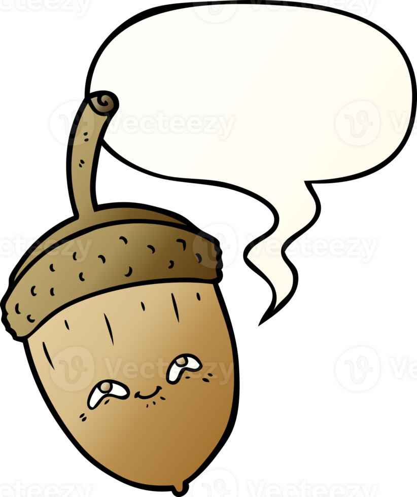 cartoon acorn with speech bubble in smooth gradient style png