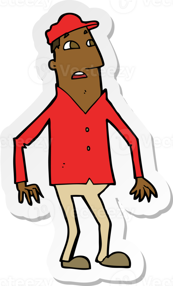 sticker of a cartoon shocked man png