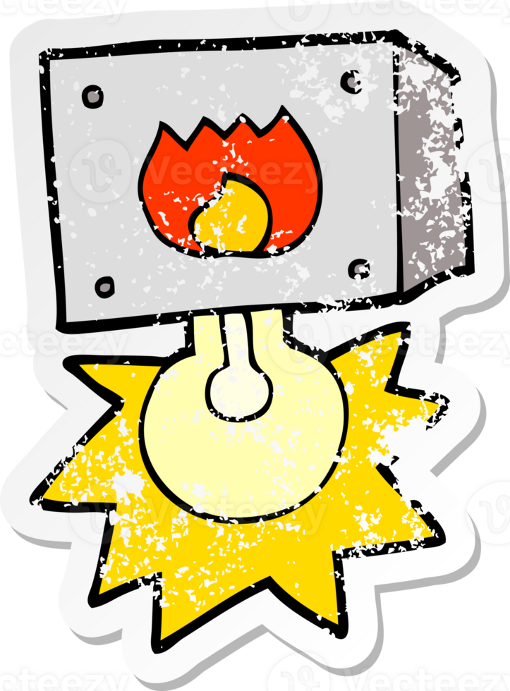 distressed sticker of a cartoon flashing fire warning light png