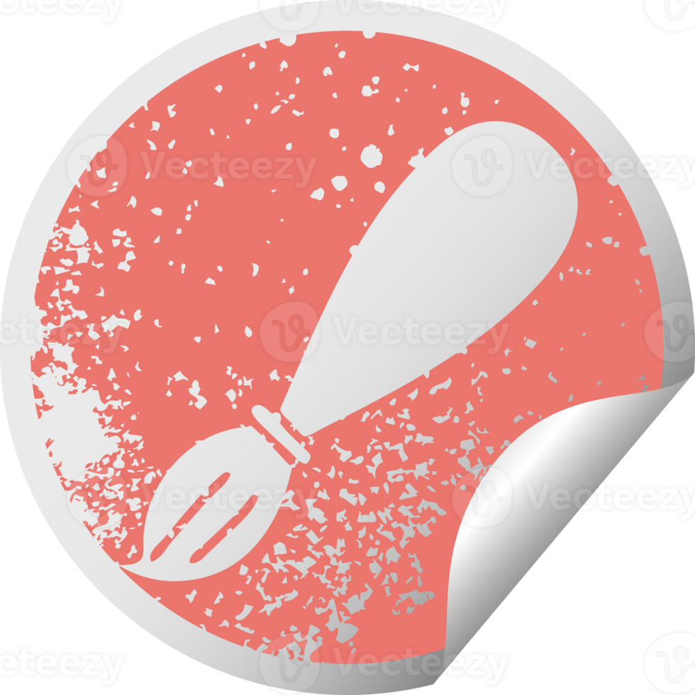 distressed circular peeling sticker symbol of a paint brush png
