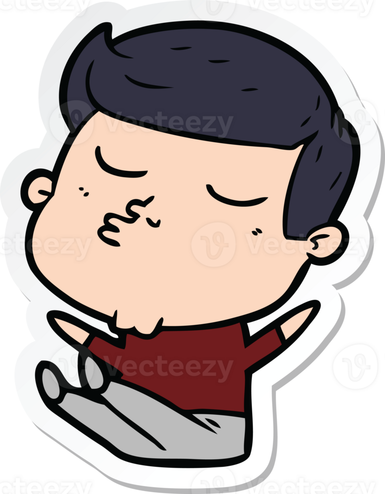 sticker of a cartoon model guy pouting png