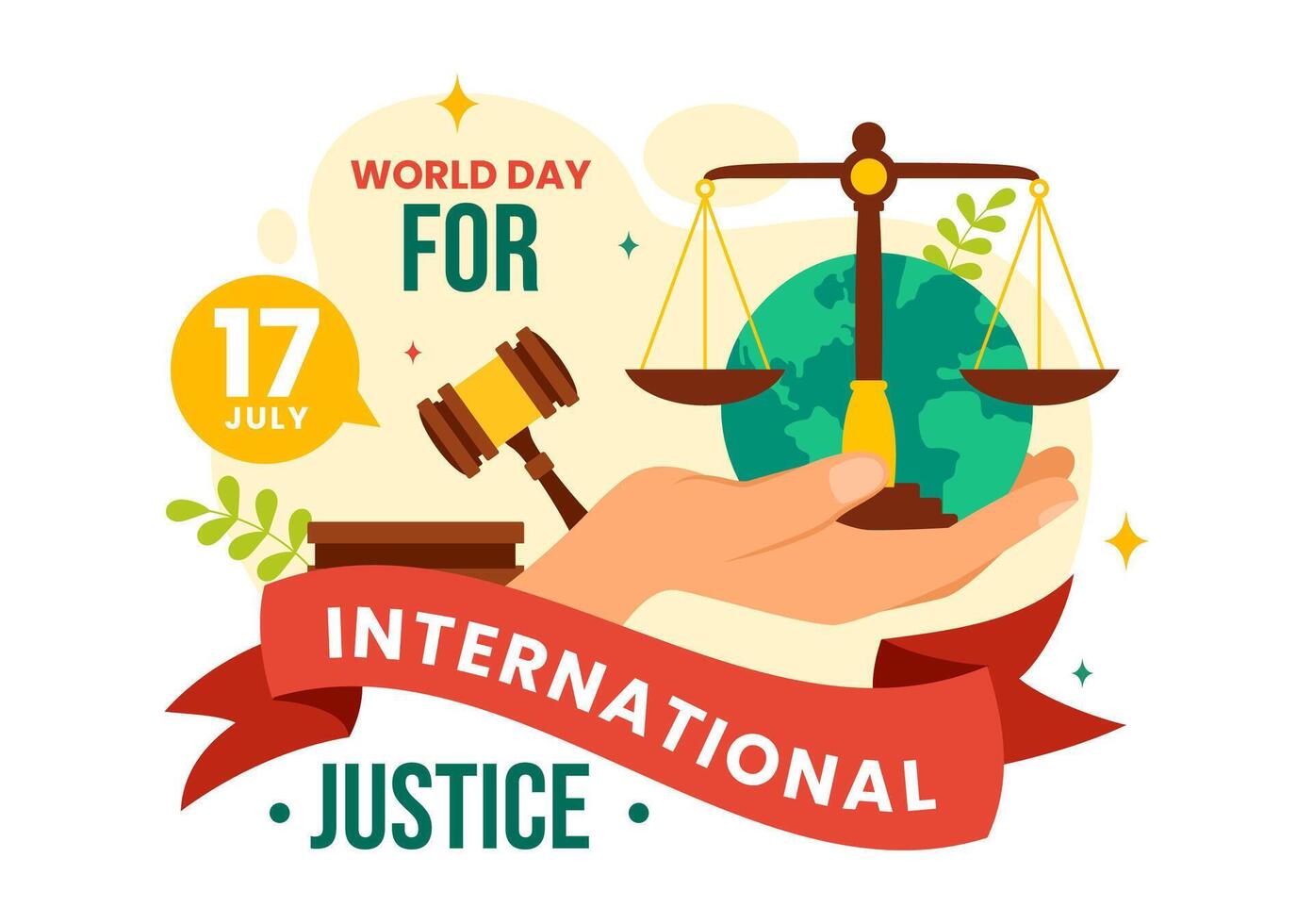 mundo día de social justicia vector ilustración con escamas o martillo para un sólo relación y injusticia proteccion en plano dibujos animados antecedentes
