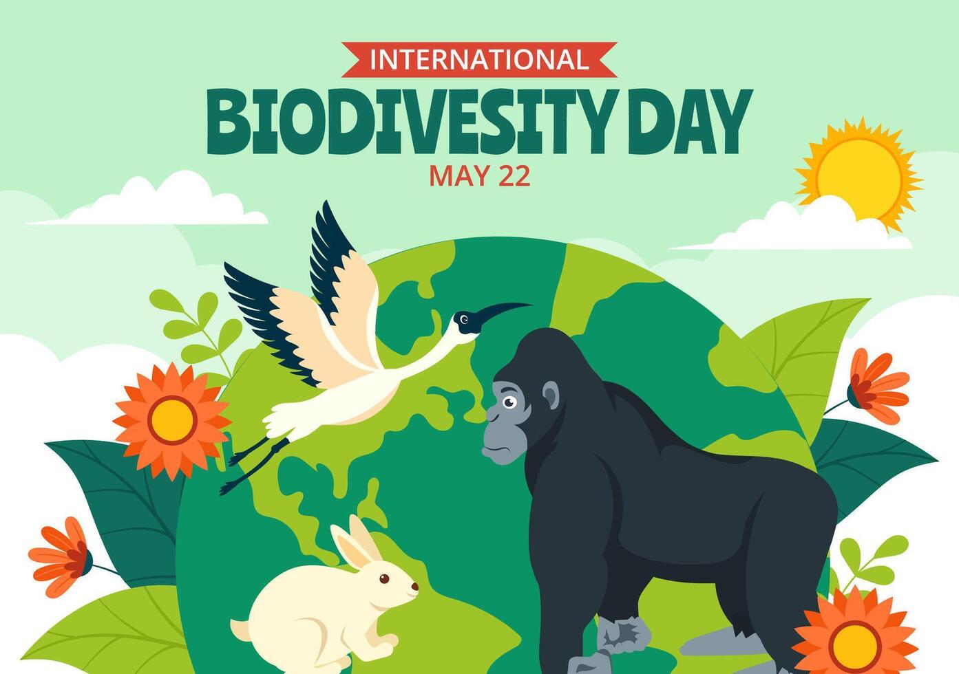 Biodiversity Day Social Media Background Flat Cartoon Hand Drawn Templates Illustration vector