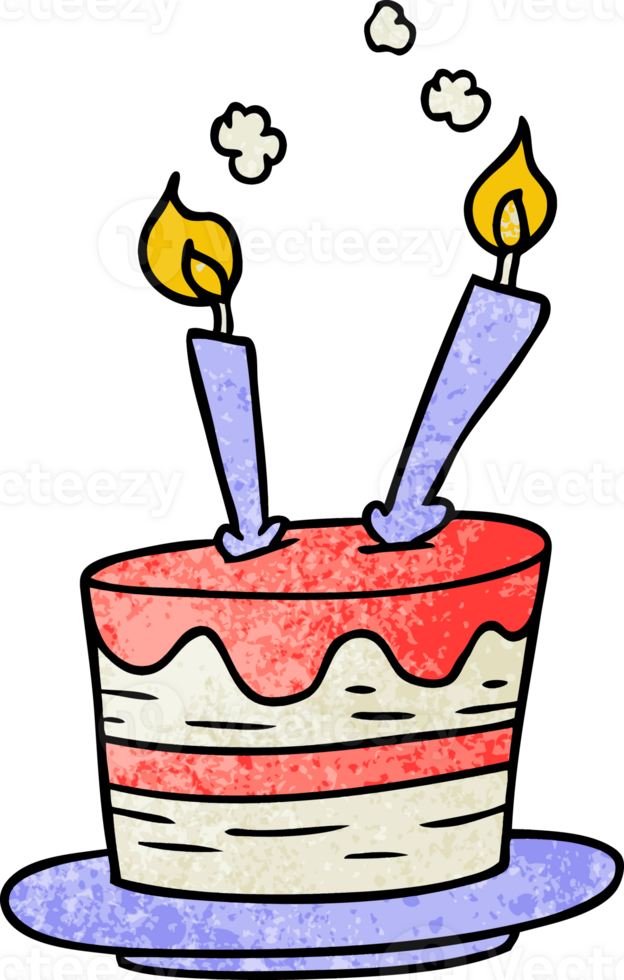 mano disegnato strutturato cartone animato scarabocchio di un' compleanno torta png