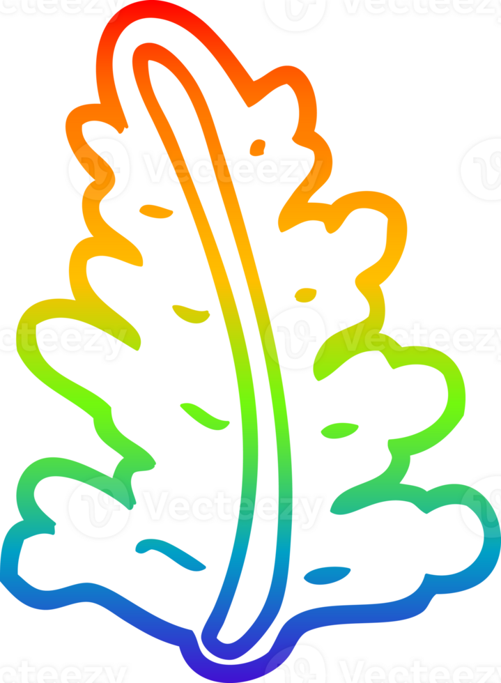 rainbow gradient line drawing of a cartoon leaf png