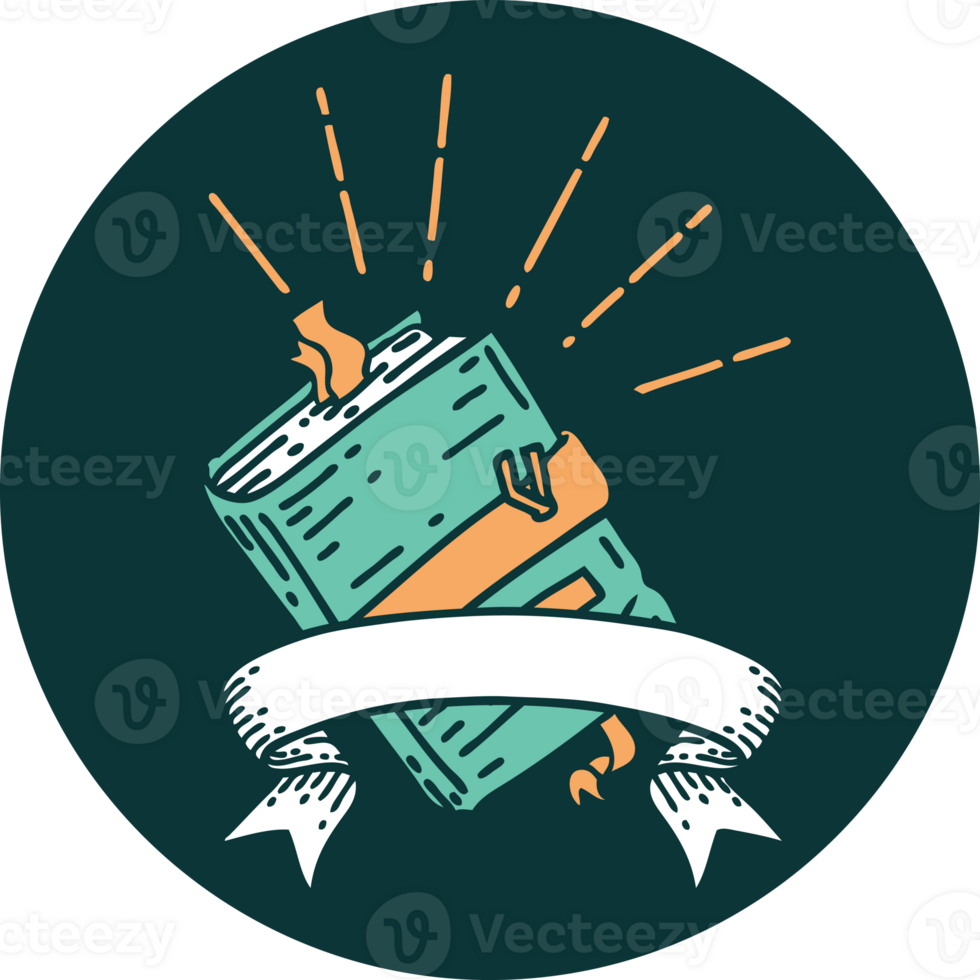 icon of a tattoo style old bound notebook png
