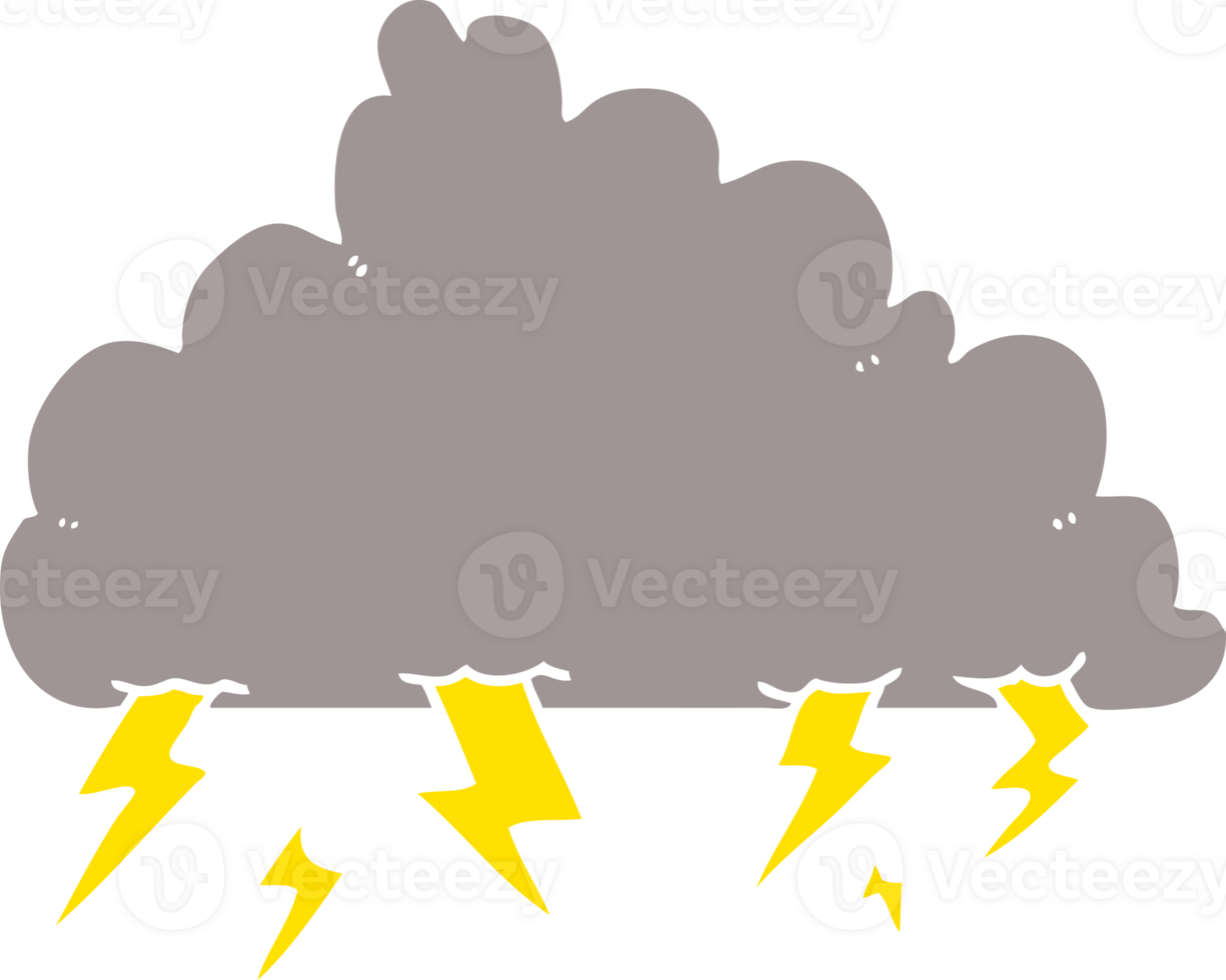 flat color style cartoon thundercloud png