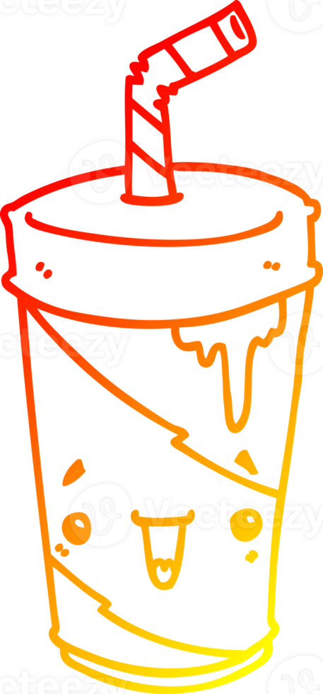 warm gradient line drawing of a cartoon soda cup png