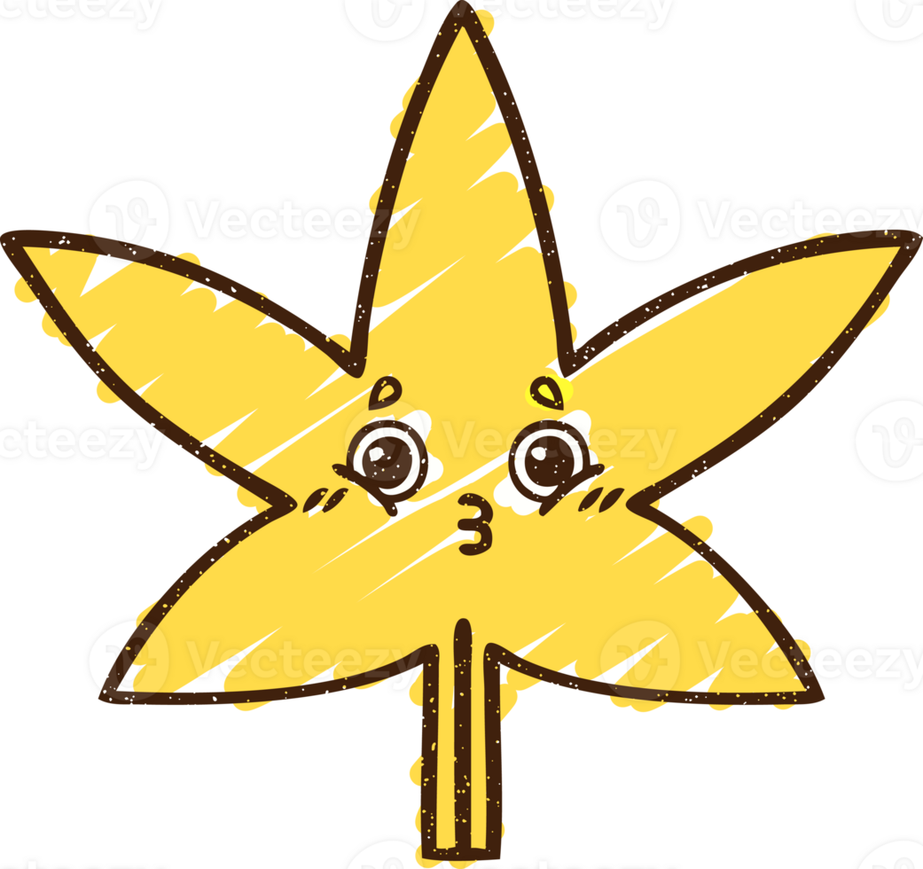 Surprised Leaf Chalk Drawing png