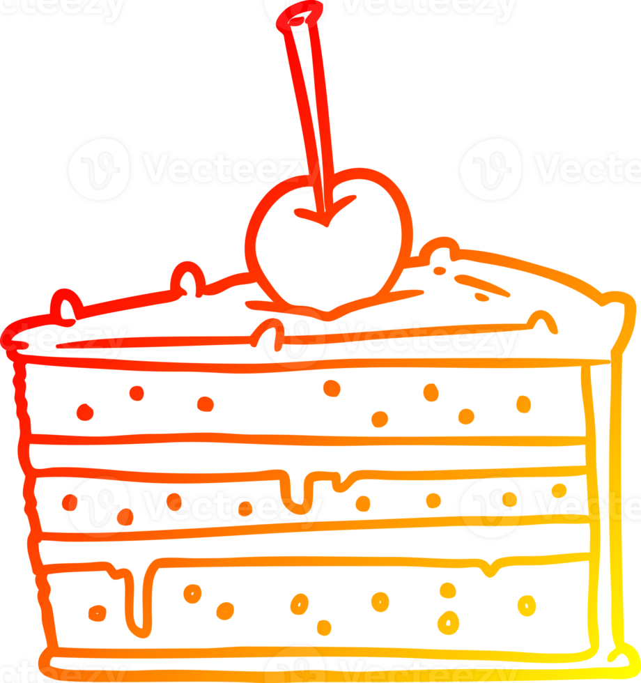 warm gradient line drawing of a tasty chocolate cake png
