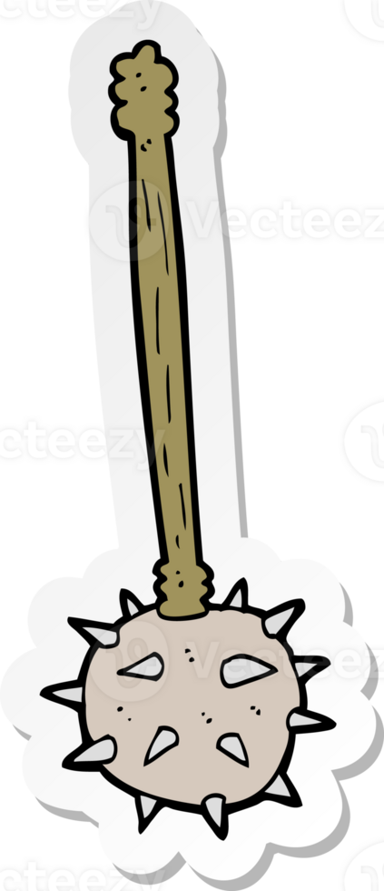 sticker of a cartoon medieval mace png