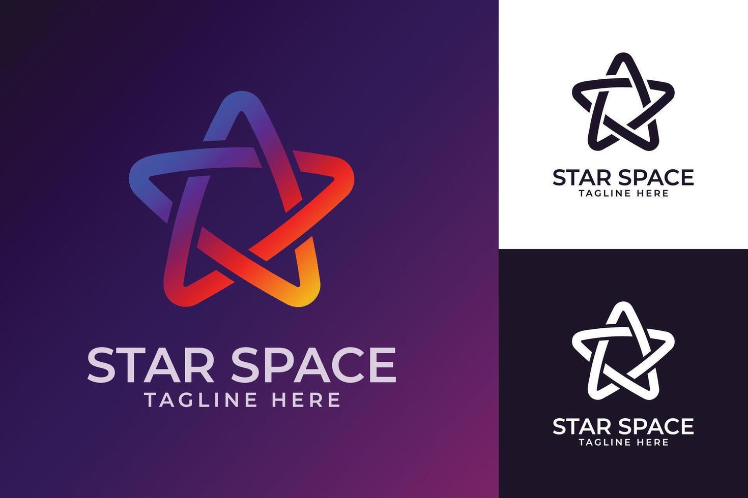 espacio estrella logo diseño degradado color vector ilustración