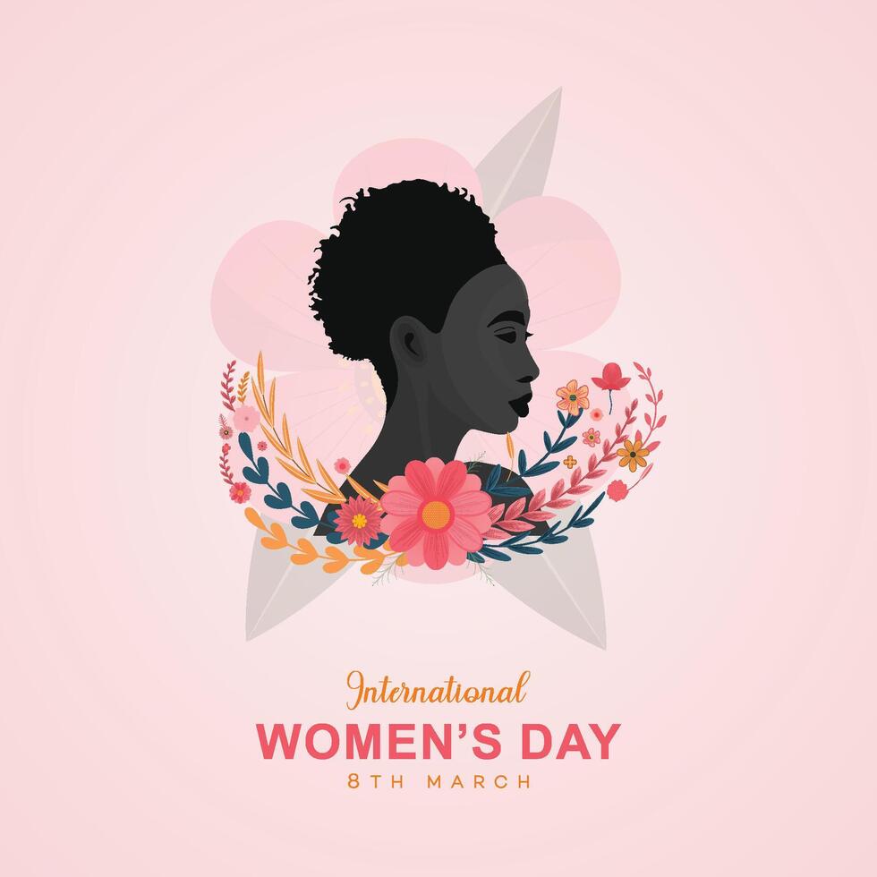 women's day poster, post, typographic  8 march, Multi-ethnic group of beautiful vector