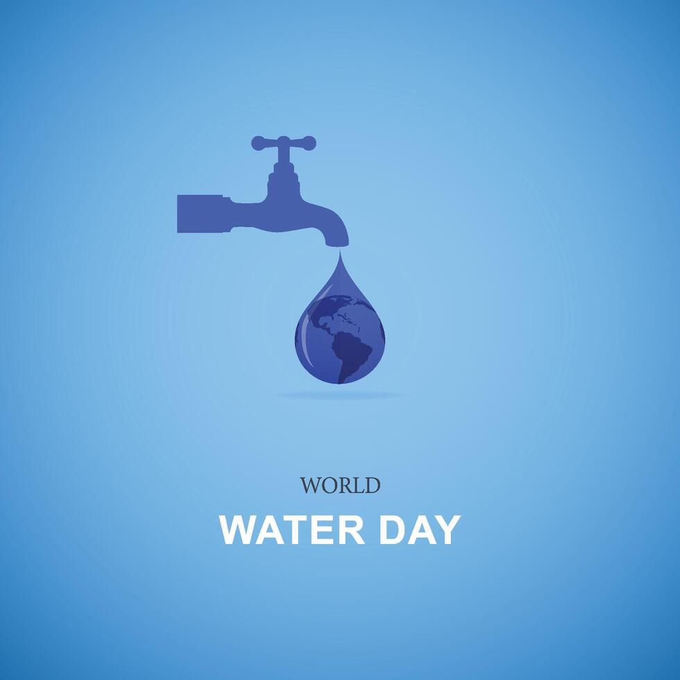 World water day, poster, drop of. Saving water and. 22 March, vector water day social media post, design.