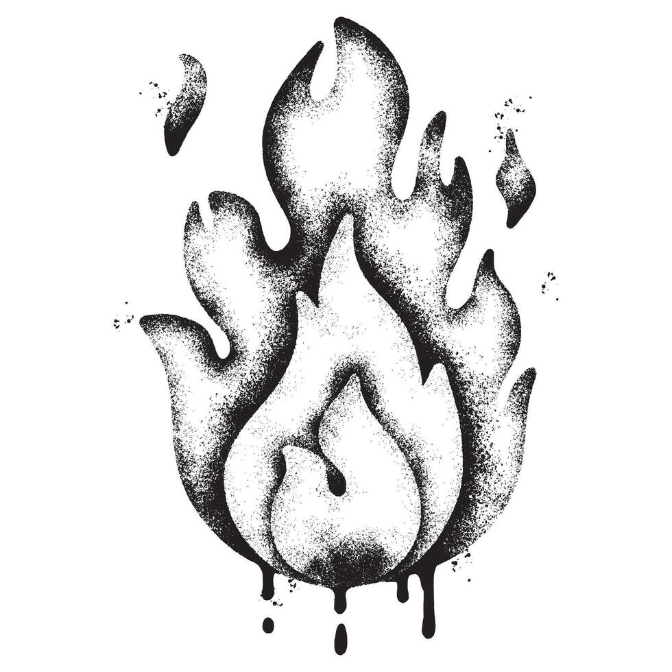 Spray Painted Graffiti Fire flame icon Sprayed isolated with a white background. graffiti Fire flame icon with over spray in black over vector
