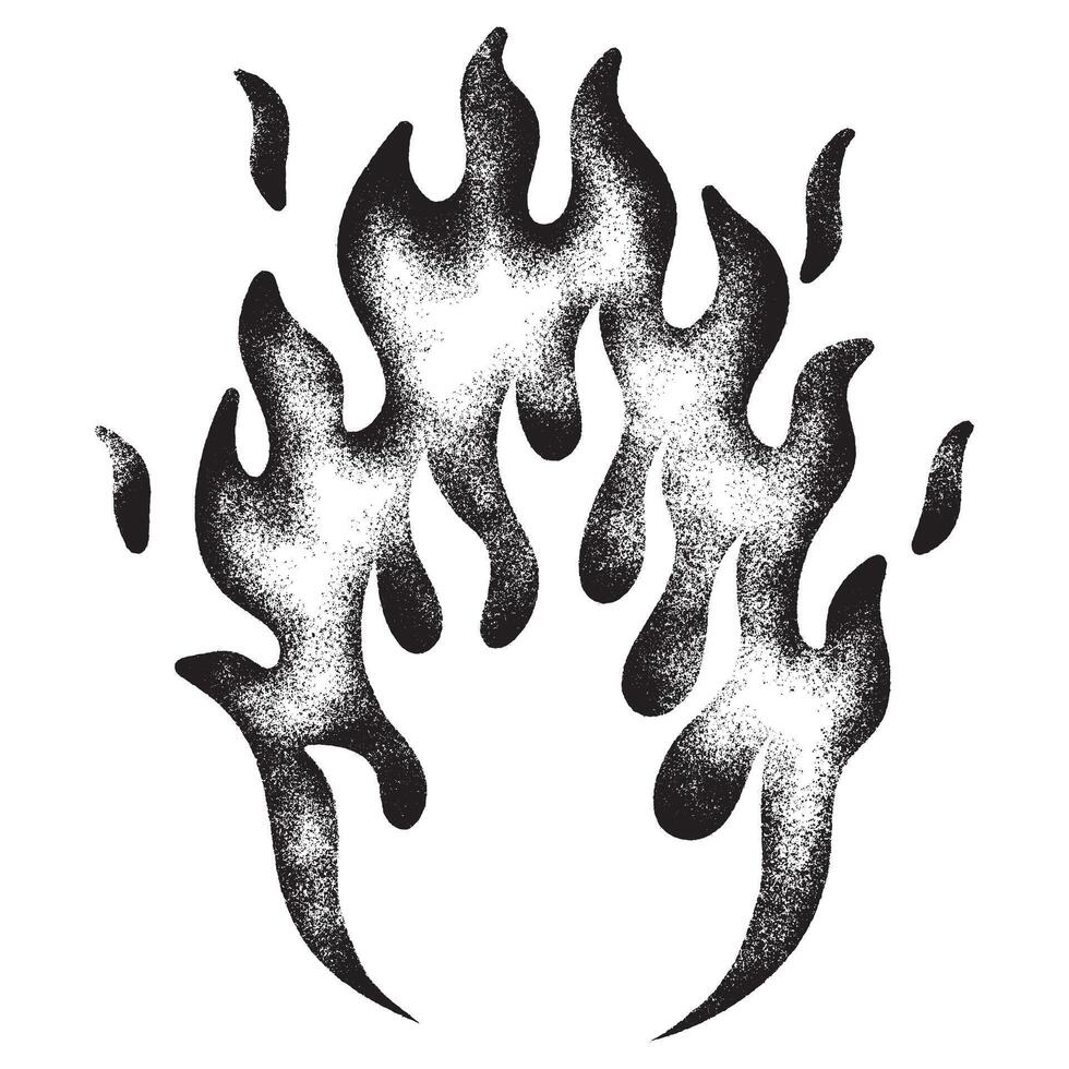 Spray Painted Graffiti Fire flame icon Sprayed isolated with a white background. graffiti Fire flame icon with over spray in black over vector