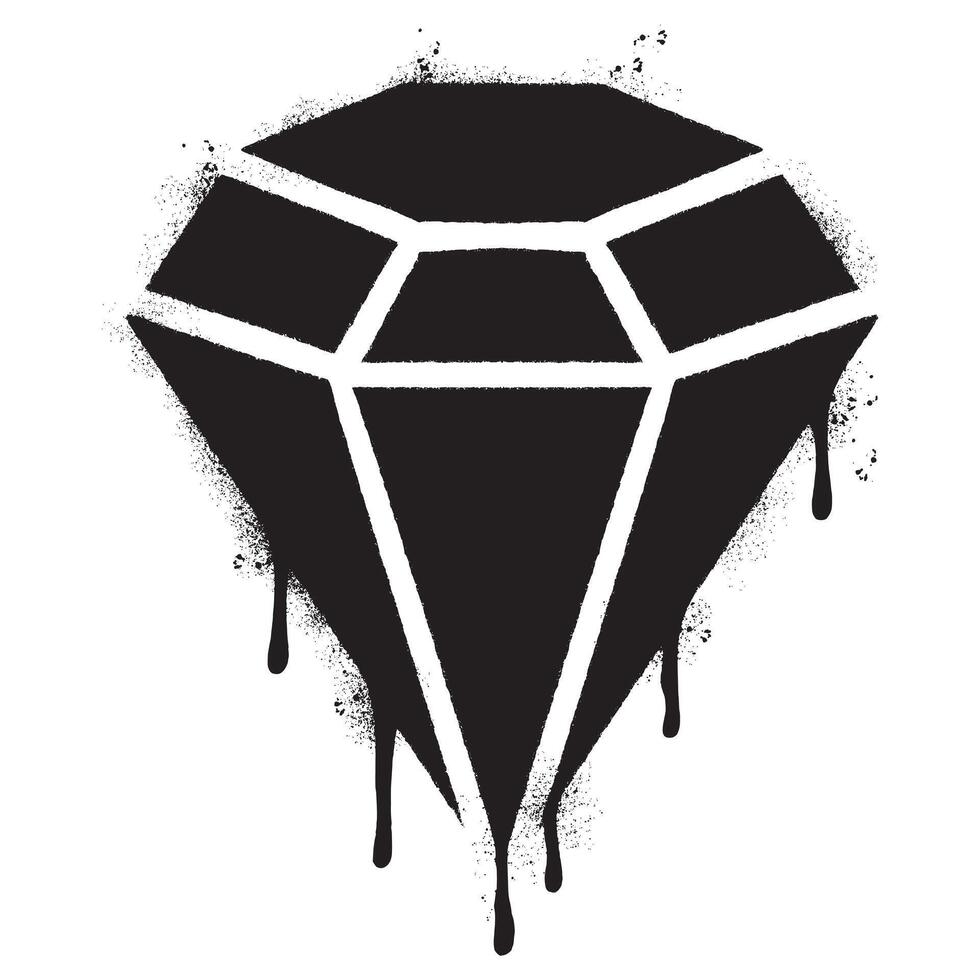 Spray Painted Graffiti diamond Sprayed isolated with a white background. graffiti diamond with over spray in black over white. vector