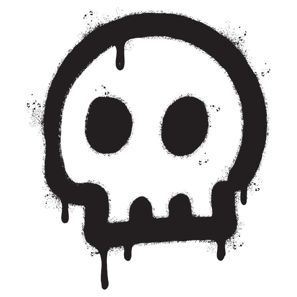 Spray Painted Graffiti skull icon Sprayed isolated with a white background. graffiti skull symbol with over spray in black over white. vector