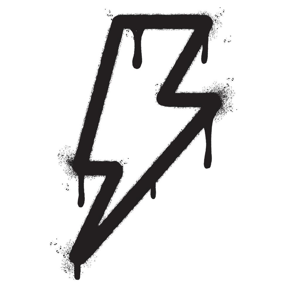 Spray Painted Graffiti electric lightning bolt symbol Sprayed isolated with a white background. graffiti electric lightning bolt icon with over spray in black over white. vector