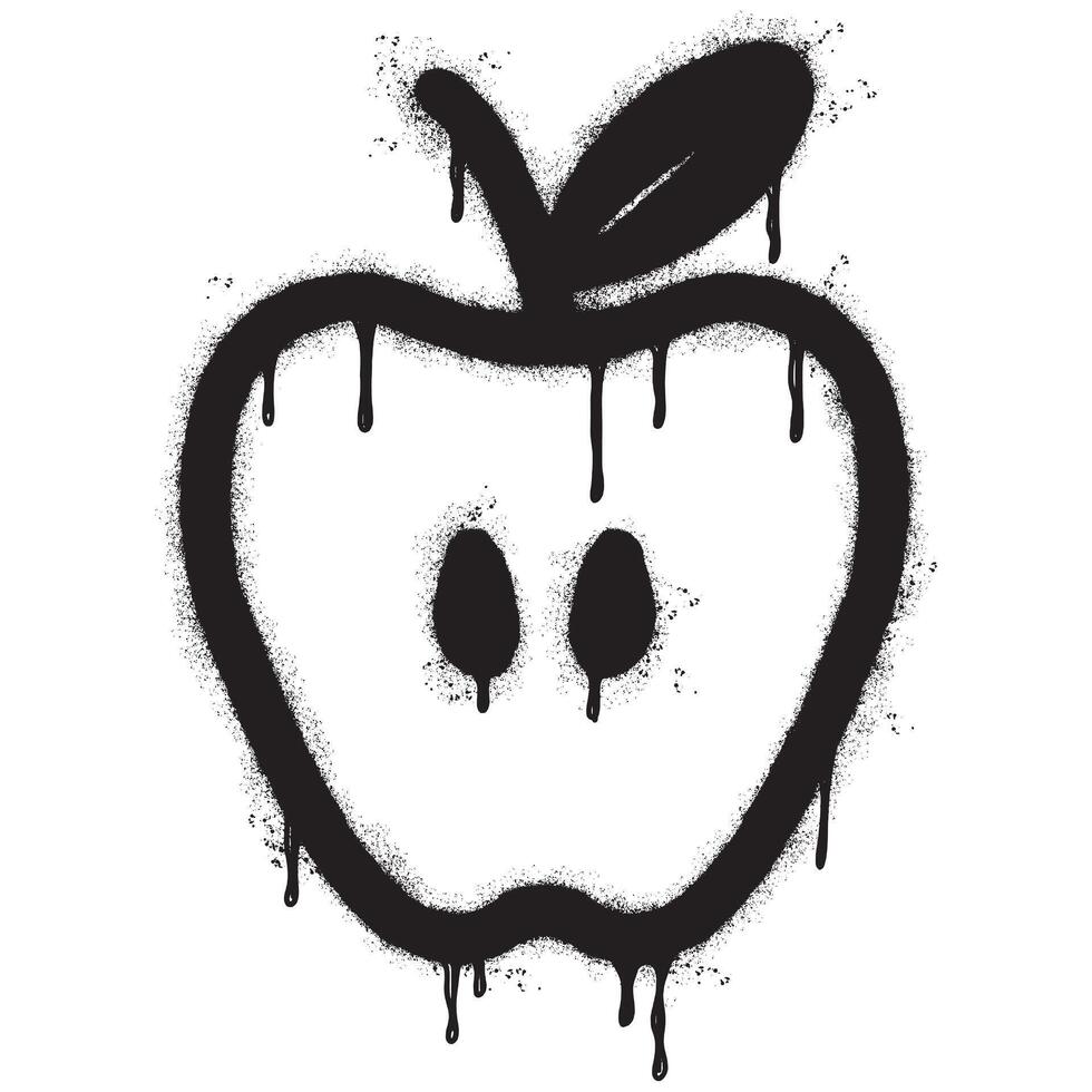 Spray Painted Graffiti apple icon Sprayed isolated with a white background. vector