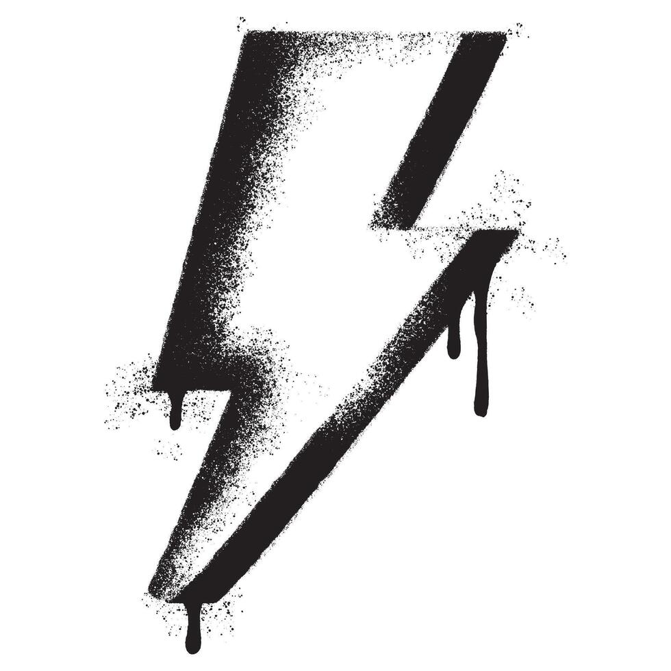 Spray Painted Graffiti electric lightning bolt symbol Sprayed isolated with a white background. graffiti electric lightning bolt icon with over spray in black over white. vector