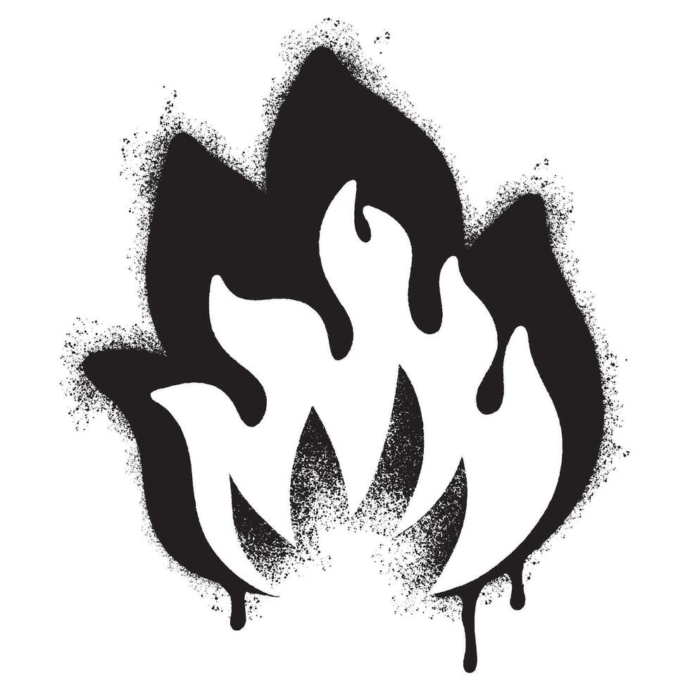 Spray Painted Graffiti Fire flame icon Sprayed isolated with a white background. graffiti Fire flame icon with over spray in black over vector