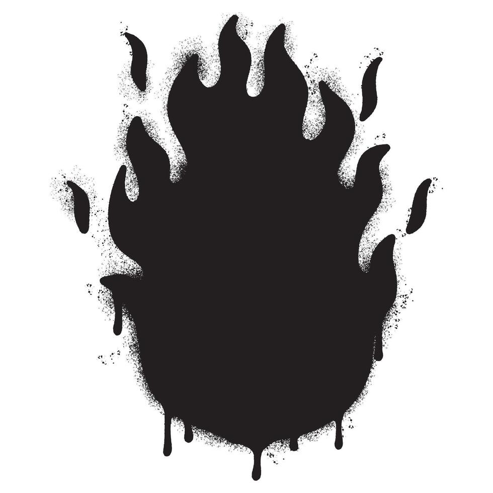Spray Painted Graffiti Fire flame icon Sprayed isolated with a white background. graffiti Fire flame icon with over spray in black over vector