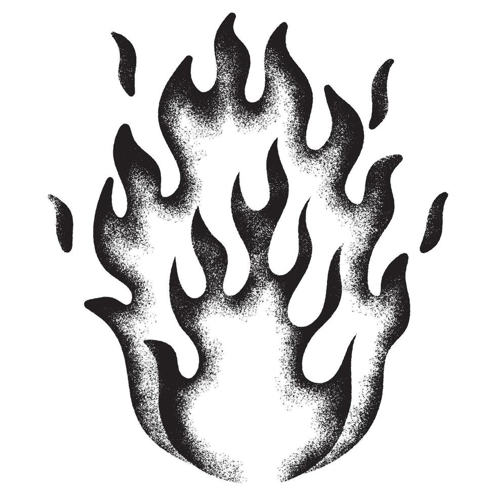 Spray Painted Graffiti Fire flame icon Sprayed isolated with a white background. graffiti Fire flame icon with over spray in black over vector