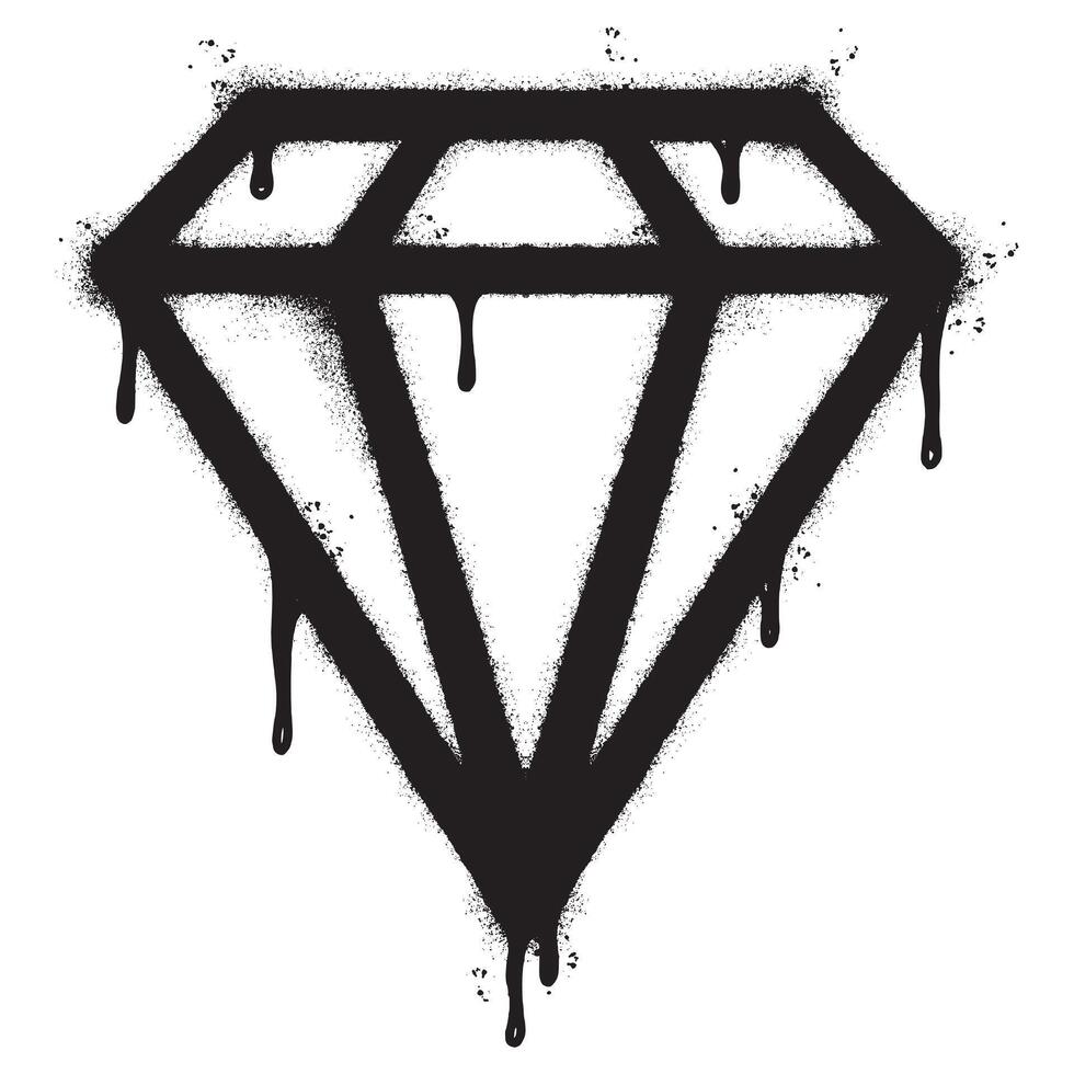 Spray Painted Graffiti diamond Sprayed isolated with a white background. graffiti diamond with over spray in black over white. vector