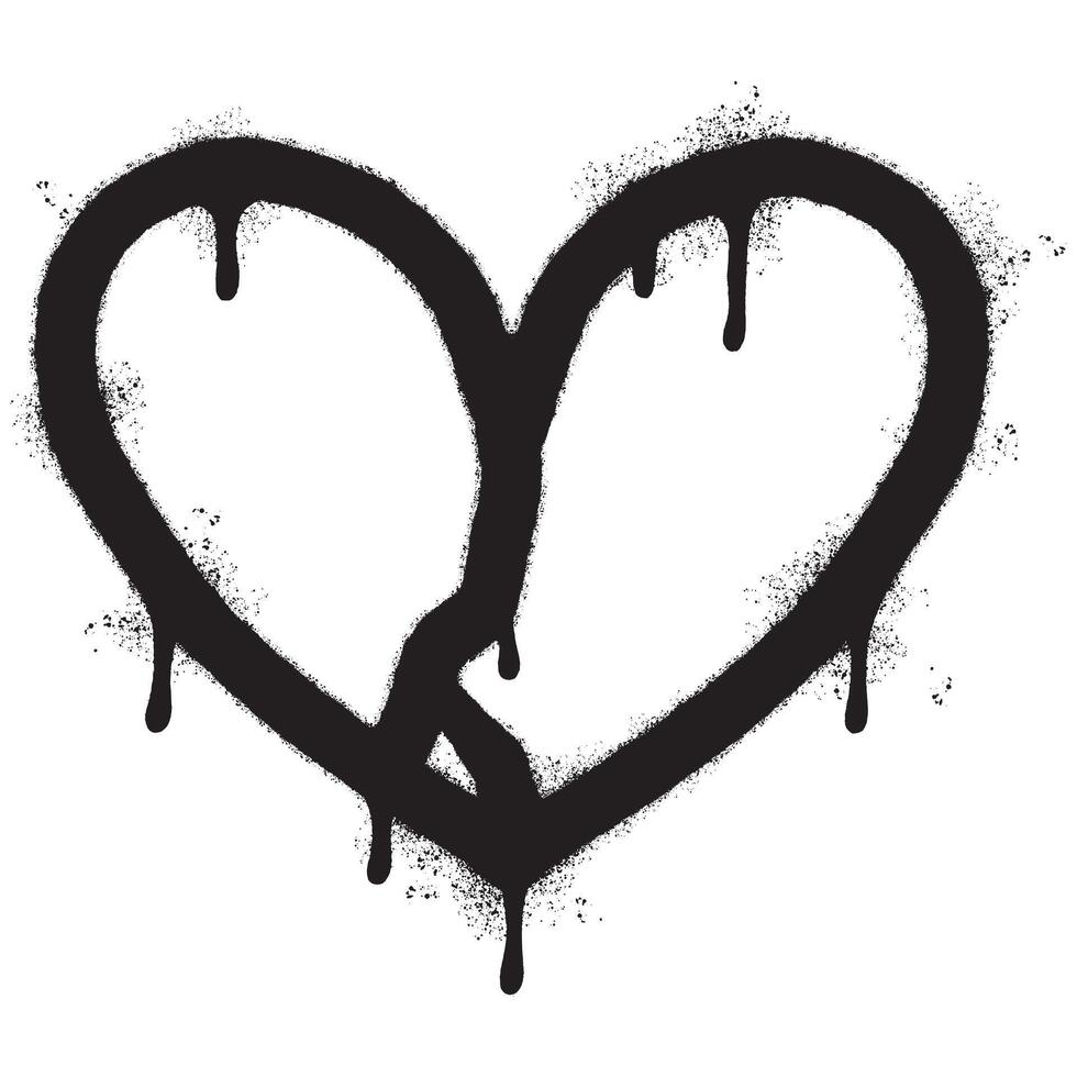 Spray Painted Graffiti Broken heart icon Word Sprayed isolated with a white background. graffiti love break icon with over spray in black over white. vector