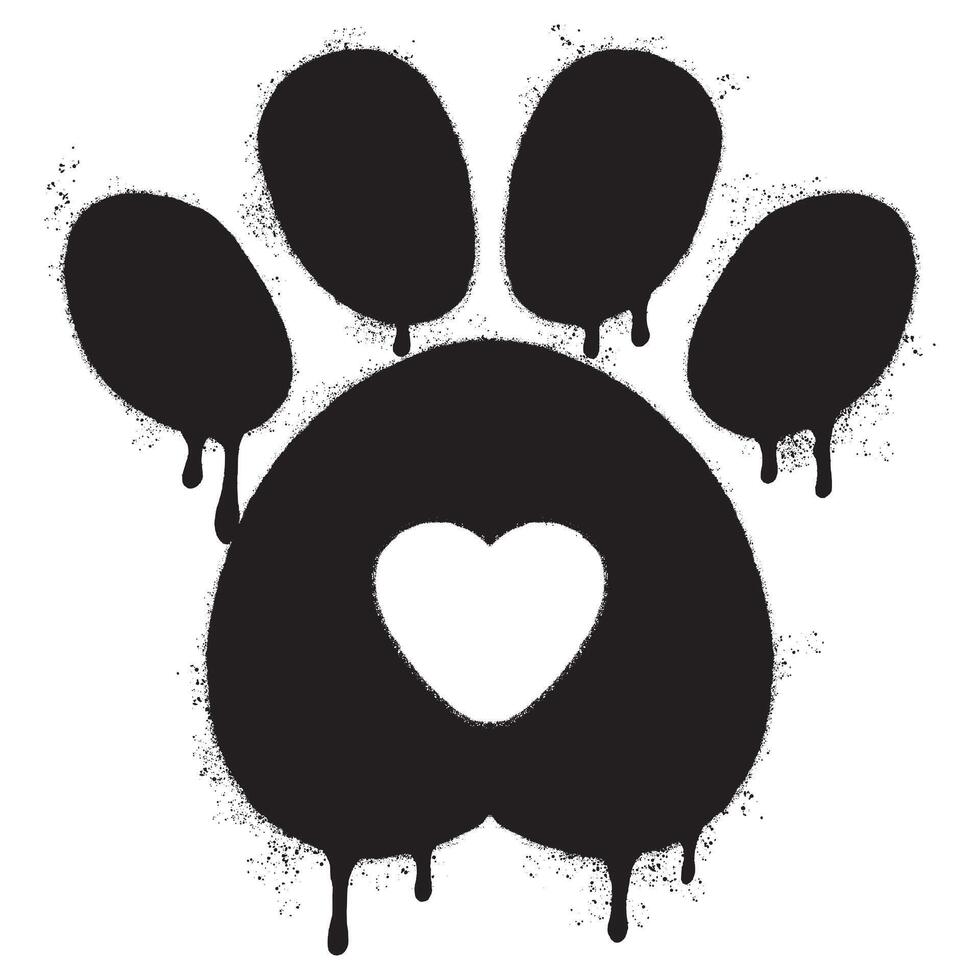 Spray Painted Graffiti Paw Print icon Sprayed isolated with a white background. vector