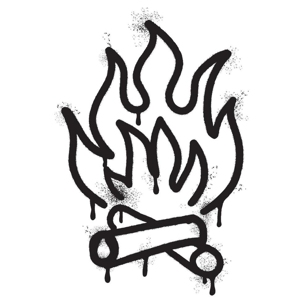 Spray Painted Graffiti camp fire icon Sprayed isolated with a white background. vector
