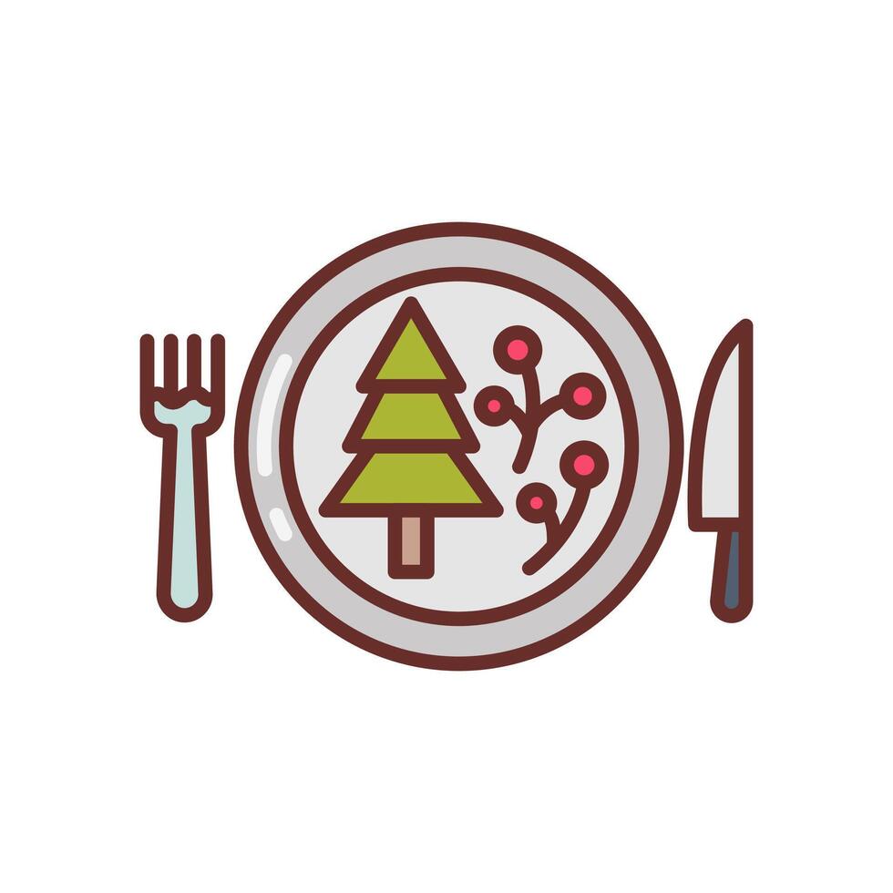 Christmas Decorated Dinner Diet  icon in vector. Logotype vector