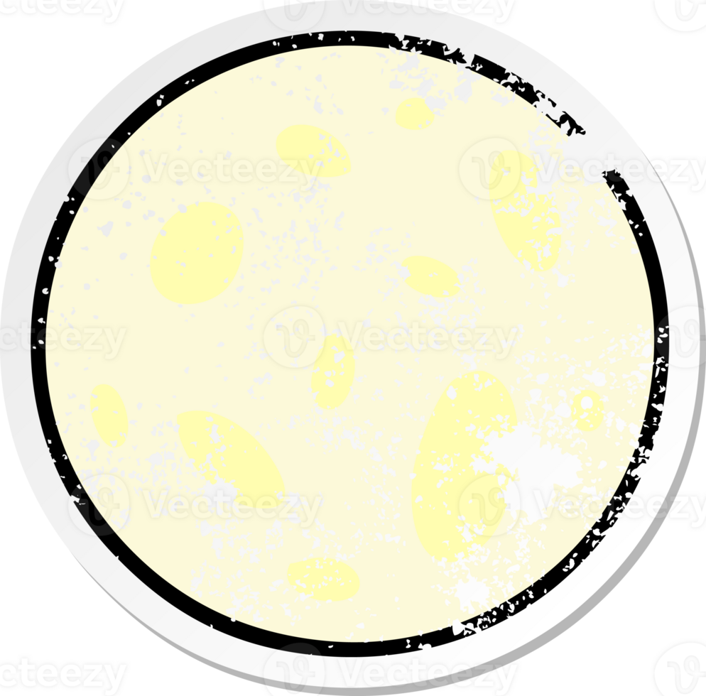 hand drawn distressed sticker cartoon doodle of a full moon png