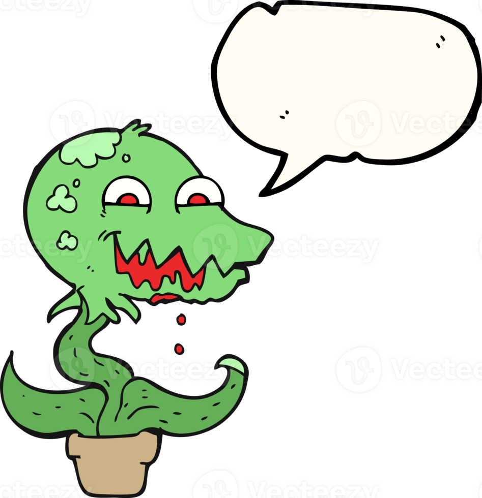 hand drawn speech bubble cartoon monster plant png