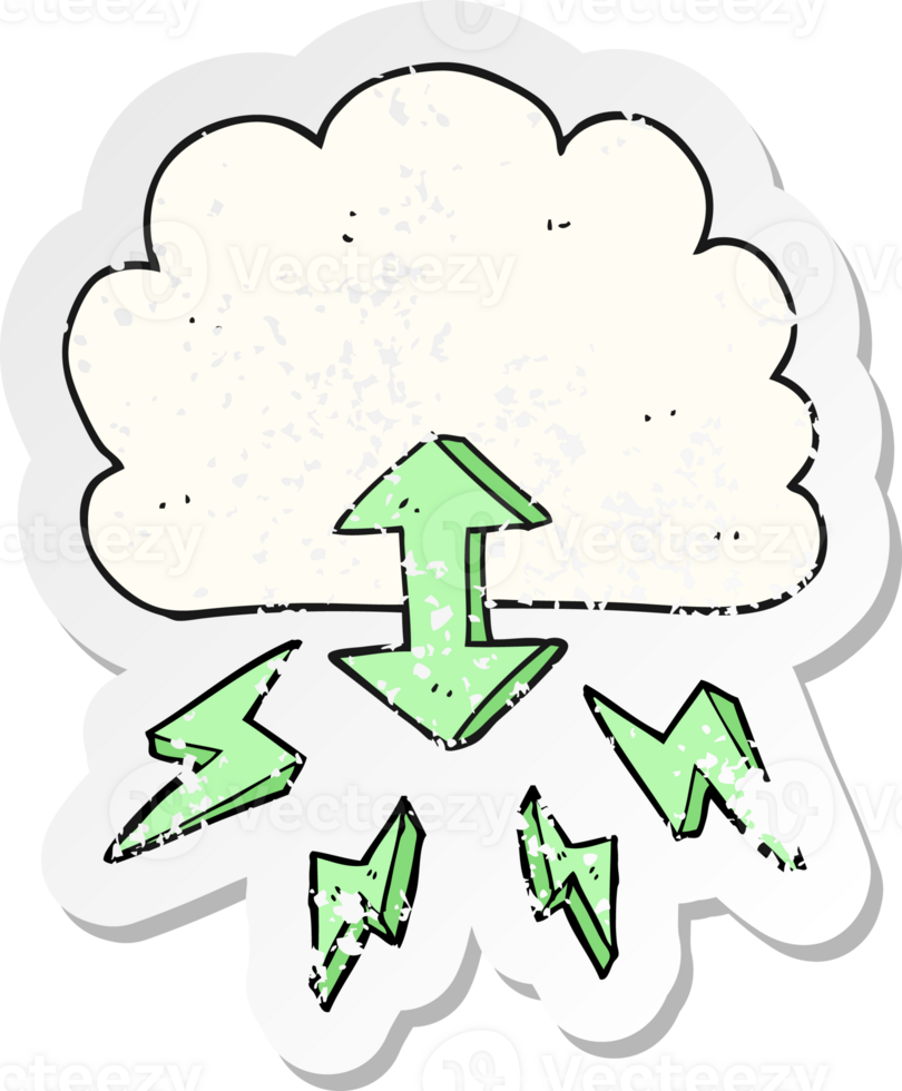 retro distressed sticker of a cartoon digital cloud png