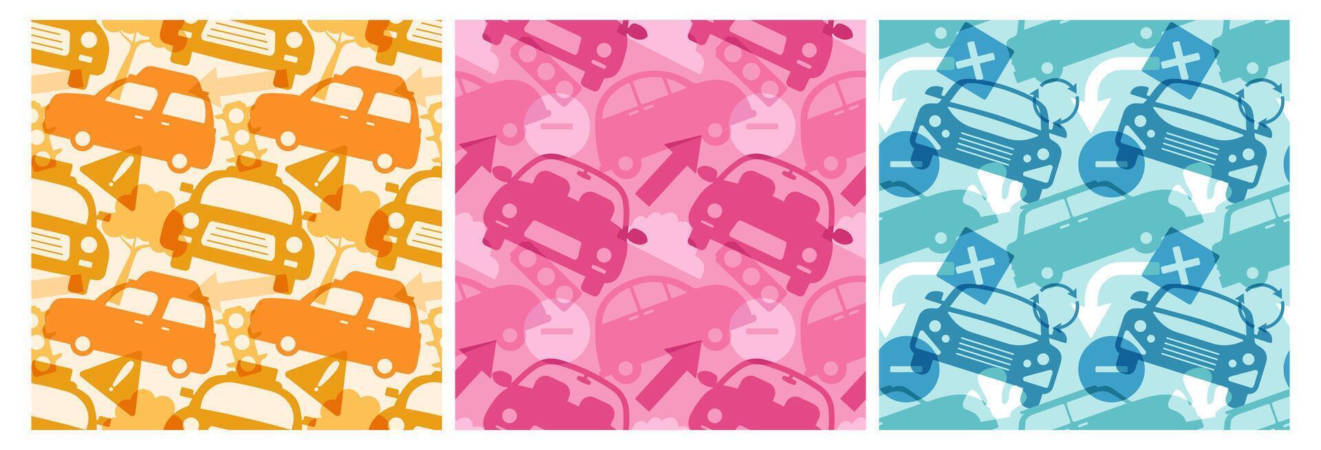 Car Toys Seamless Pattern Design with Boys and Girls Children Toy Equipment in Cartoon Illustration vector