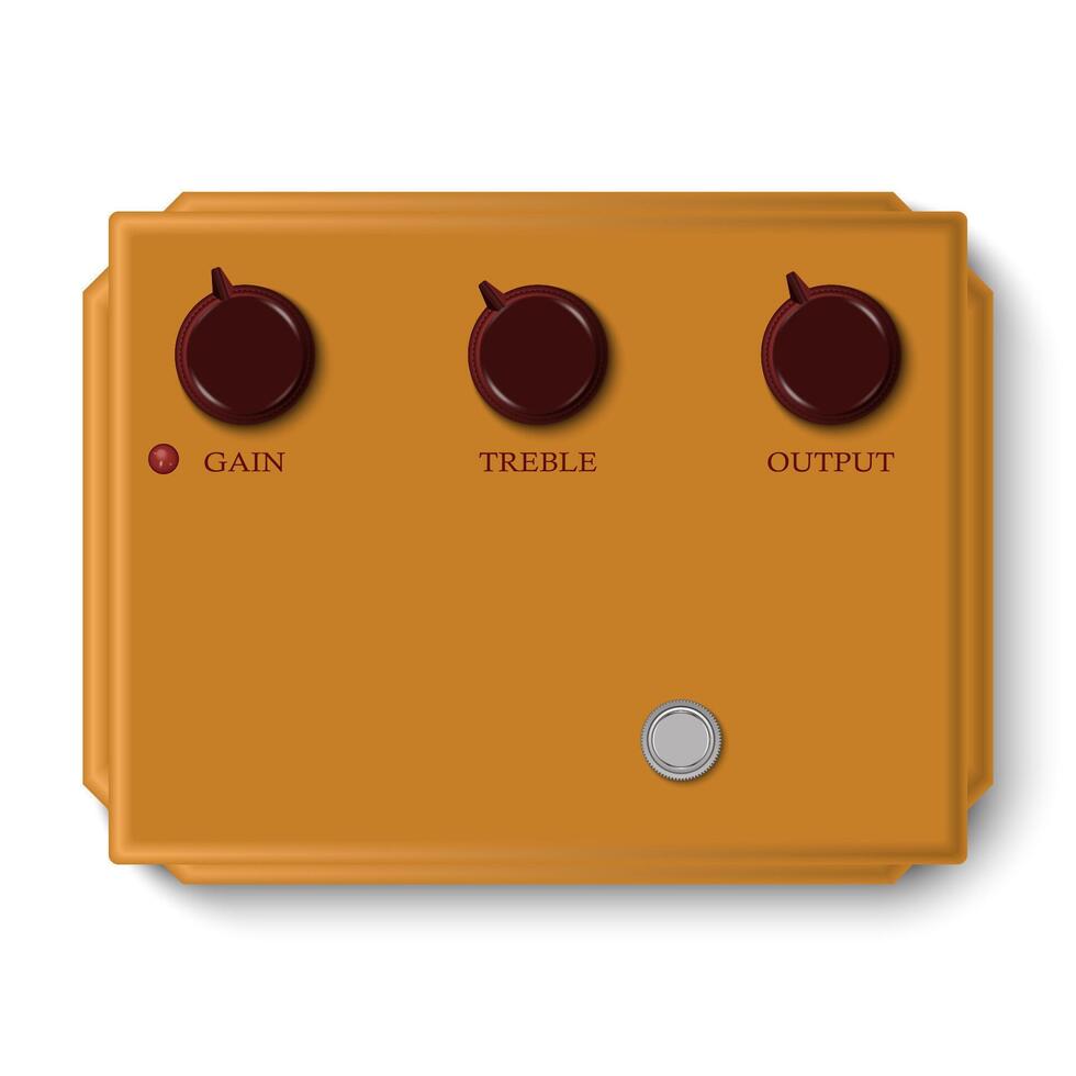 Realistic guitar effects pedal and stomp boxes, vector illustration