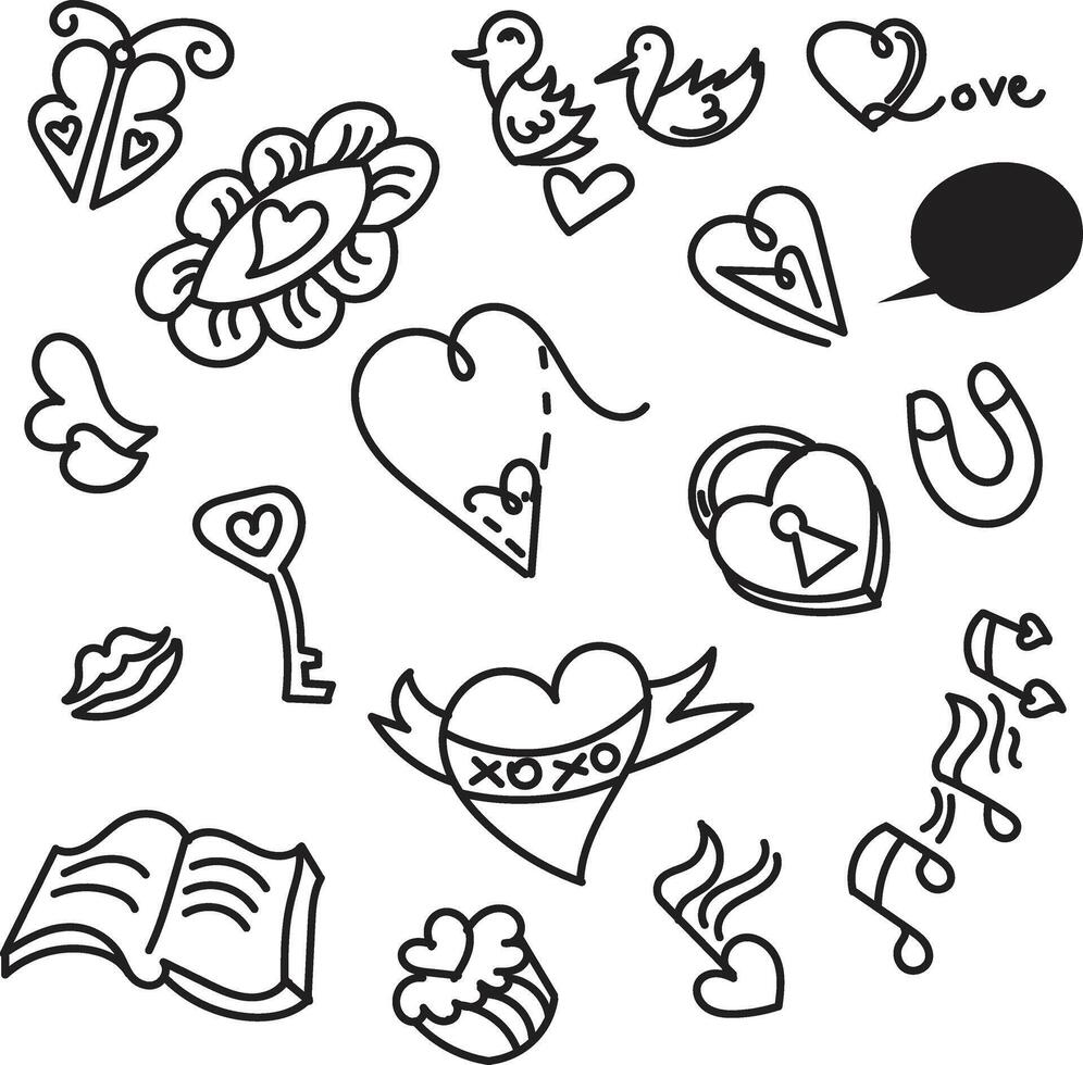 Hand Drawn valentine heart shape scribbles vector