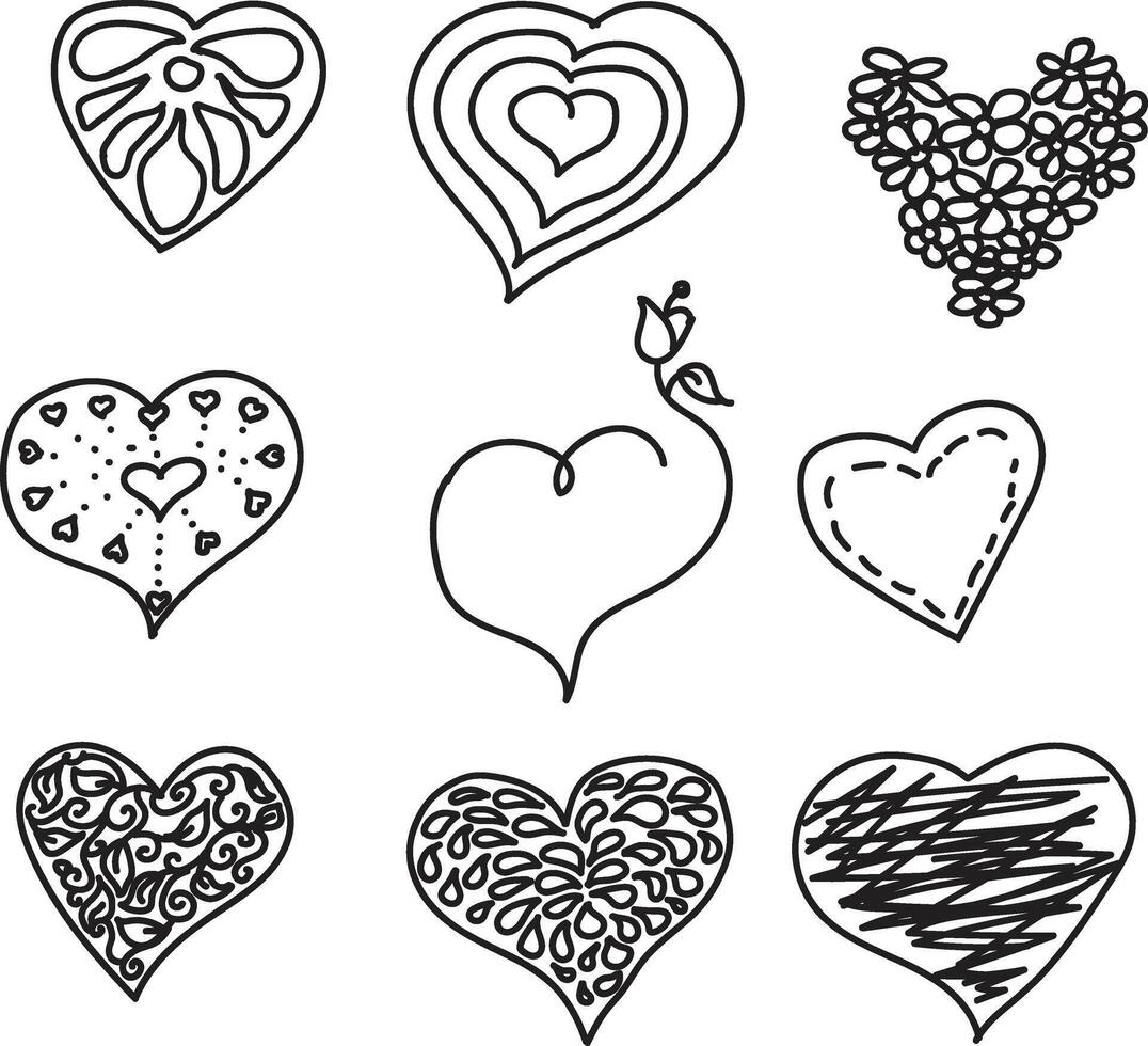 Vector Heart shape valentine scribbles