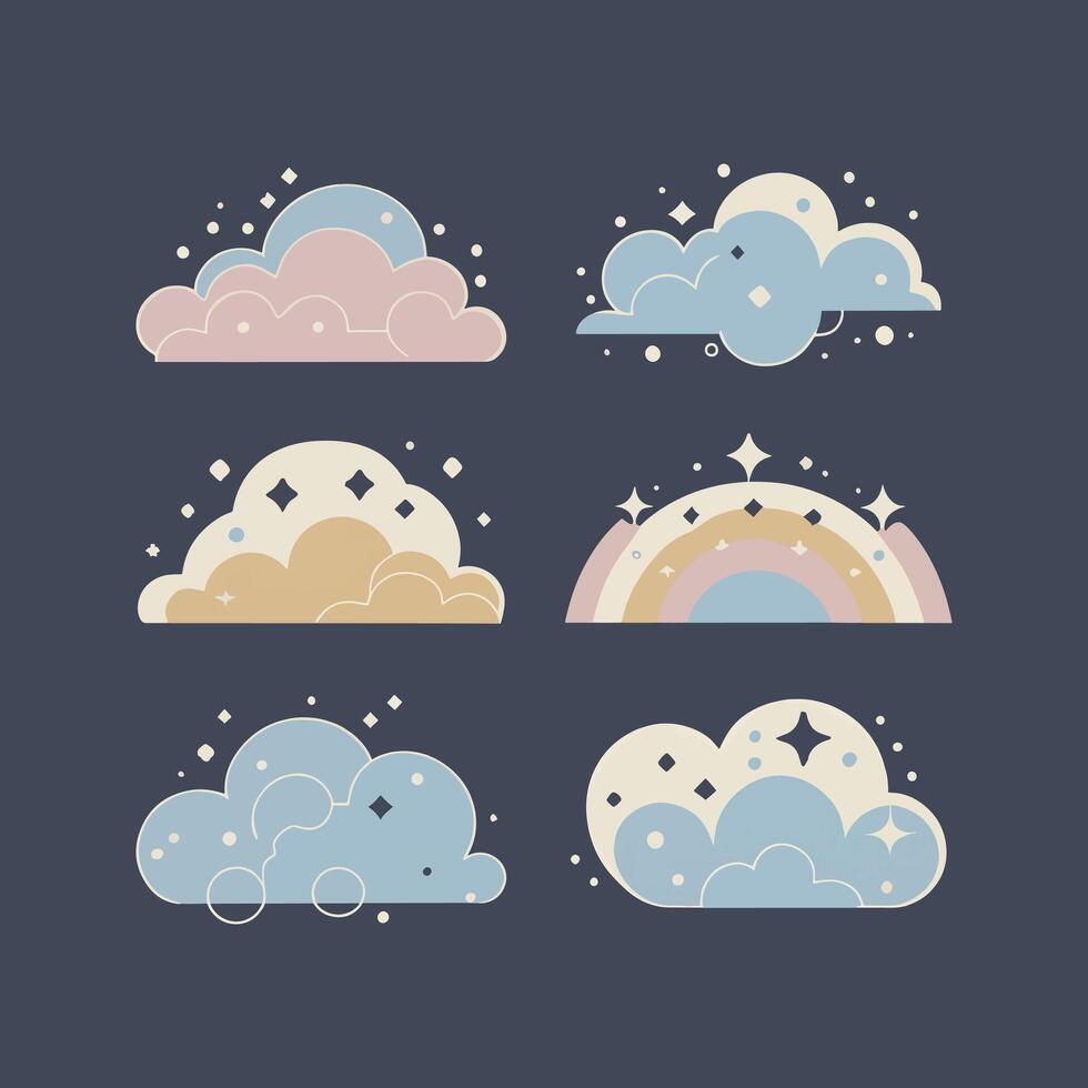 feminine pastel color clouds vector