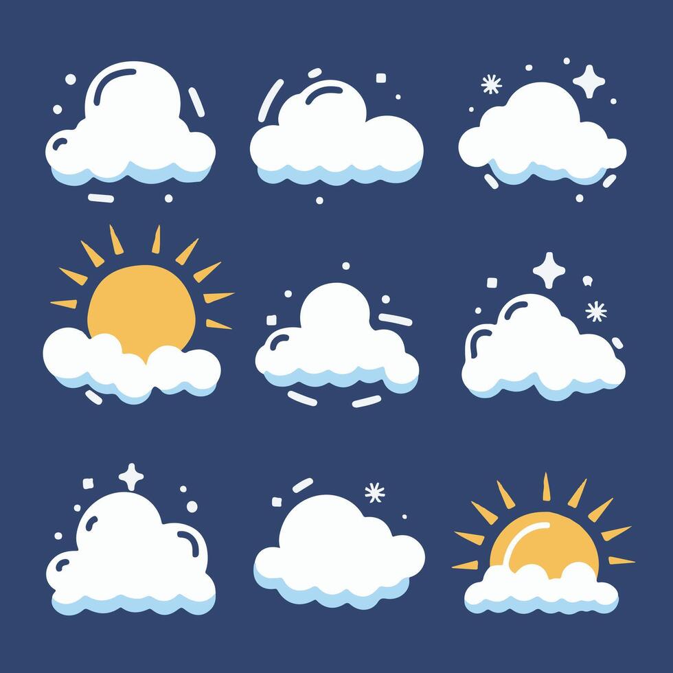 White cloud flat vector with sun