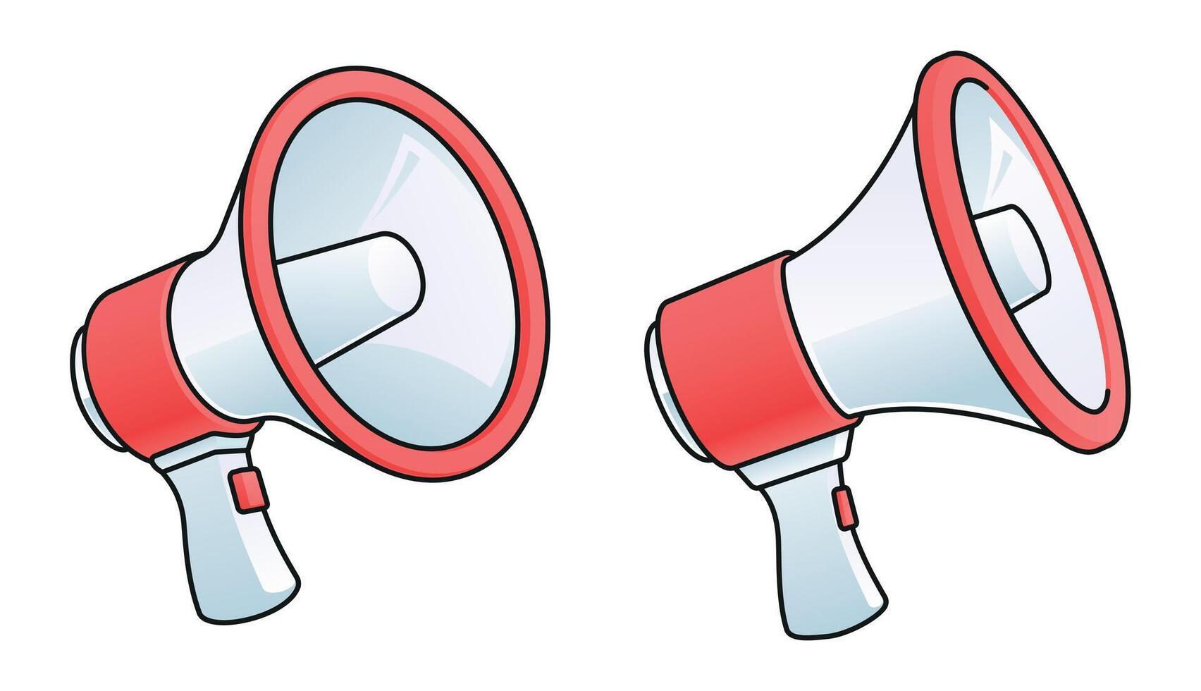 Vector classic megaphone illustration set.